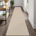 IOHOUZE Washable Runner Rug 2x12 Non Slip Rubber Backed Extra Long Hallway Runner Entryway Runner Indoor, Kitchen Rugs Woven Cotton Floor Carpet for Hall Entrance, Cream/Beige