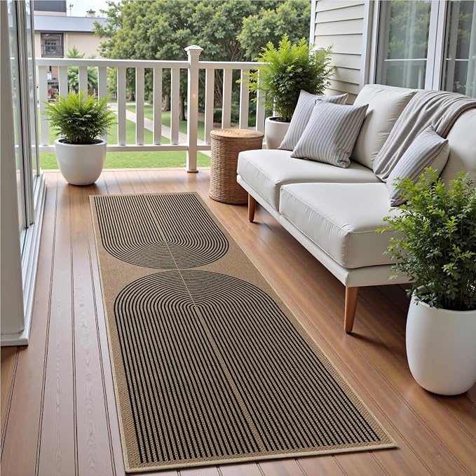 EDIMENS 2x6 Runner Rug Easy Jute Washable Kitchen Indoor Outdoor Non Slip | Rugs for Kitchen Floor Runner Rug for Laundry Balcony Low Pile Rugs Rainbow Carpet for Hallway Runner 6ft Entry
