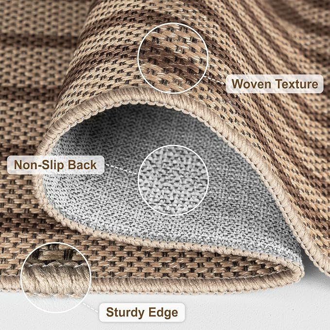Faux Jute Hallway Runner Rug, 2' x 6' Kitchen Runner, Brown Farmhouse Ultra-Thin Washable Non-Slip Carpet Runner for Laundry, Bedroom, Backyard, Outdoor, Home Decor