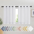 NICETOWN White Short Curtains for Small Window, Grommet Semi Sheer Linen Blend by NICETOWN