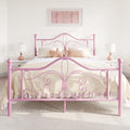SHA CERLIN Full Size Metal Bed Frame with Butterfly Headboard, Pink | Metal Platform Bed for Kids, Wrought Iron-Art Headboard/Footboard, Under-Bed Storage, No Box Spring Needed, Easy Assembly