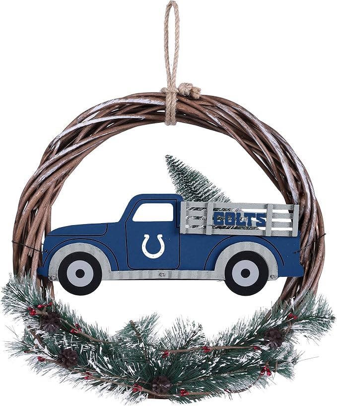 FOCO NFL Unisex-Adult NFL Team Logo Holiday Wreath with Truck