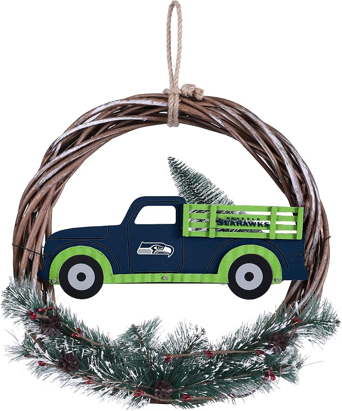 FOCO NFL Unisex-Adult NFL Team Logo Holiday Wreath with Truck