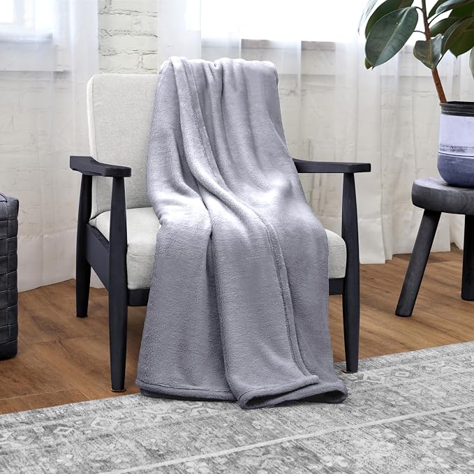 NORTHWEST Ashford Home Cozy Warmwell Blanket Lunar Rock Grey Twin Size 60 x 80 inches