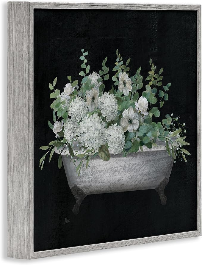 Vintage Clawed Bathtub Botanical Bouquet, 12 x 12 Inch Framed Giclée Print | Stupell Industries · By Nan · Ready to hang · Great for bathroom decor and gifting · Made in USA