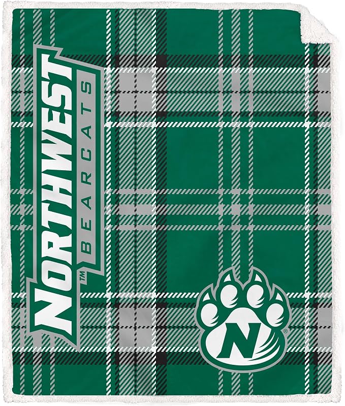 NCAA Northwest Missouri State Bearcats Playmaker Plaid Ultra Cozy Sherpa Throw