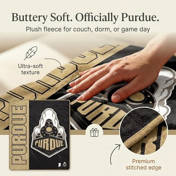 Proformance Home NCAA Purdue Boilermakers Endzone Ultra Soft Tailgate Throw