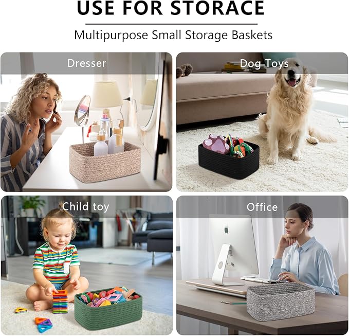 OIASKET 6 Pack Storage Baskets for Shelves, Small Baskets for Shelves, Cute Decorative Storage Bins, Organizer Basket for Gifts Empty, 11.8''Lx7.8''Wx4.7''H-White