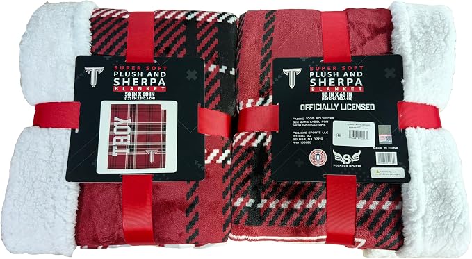NCAA Troy Trojans Playmaker Plaid Ultra Cozy Sherpa Throw