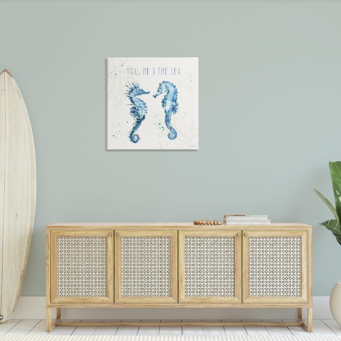 Stupell Industries 'You Me & Sea Quote Seahorse'| Canvas Art | Stupell Industries | 30 x 30 Inches, Easy to Hang and Sturdy, Made in USA, by Anne Tavoletti