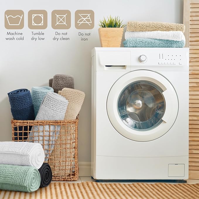 Madison Park Splendor Reversible 100% Cotton Bath Rug, 24 x 36, Natural | Tufted Bathroom Mat, 3000 GSM, Hotel Quality, Luxurious Plush, Medium Pile, Absorbent, Quick Dry, OEKO-TEX, Shower Room Décor
