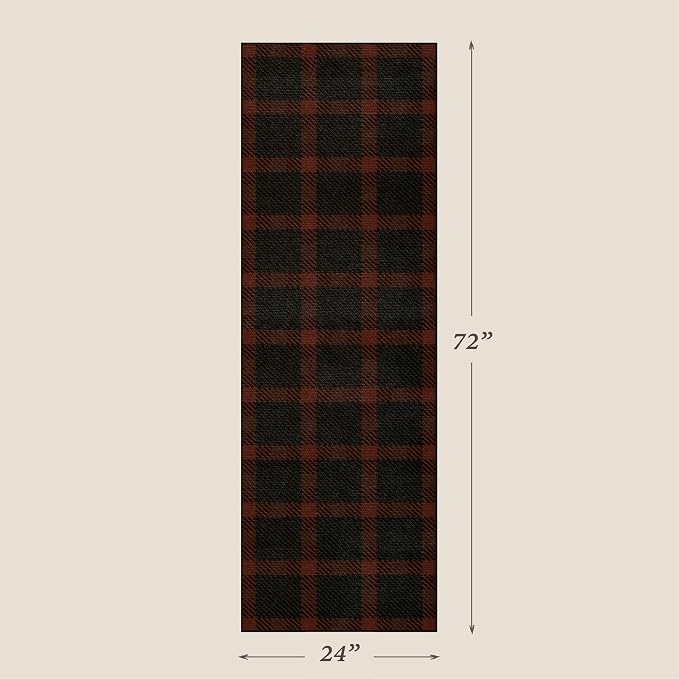 JTJ Easy Jute Outdoor Runner Rug 2x6, Buffalo Plaid Washable Indoor Outdoor Rug, Farmhouse Non Slip Hallway Runner Rug for Patio, Porch, Entryway and Front Door
