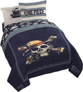 One Piece Luffy Queen Comforter Set 7 Piece Soft Anime Bedding, Blue | Bed in a Bag, Comforter Sheets Shams Pillowcases, Official Product, Soft Microfiber, Machine Washable, Kids Gift