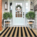 IOHOUZE Black Tan Striped Rug 4x6 Ft Front Door Mats Outdoor, Washable Rug for Front Porch Decor, Spring Summer Welcome Mats Outdoor Indoor, Doormat for Farmhouse/Entryway/Home Entrance