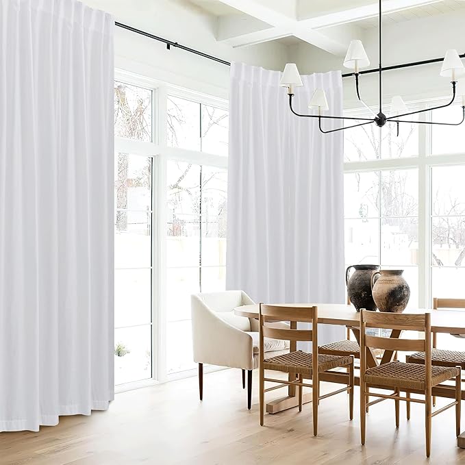RYB HOME Extra Long Linen Sheer Curtains 108 inches Long, W 52 x L 108 inches - Image 7
