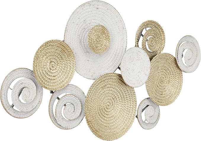 CosmoLiving by Cosmopolitan Metal Plate Home Wall Decor Radial Wall Sculpture, Wall Art 36" x 2" x 21", Gold | Home Plate Spiral Wall Sculpture With Gold Accents Wall Sculptures Wall Art