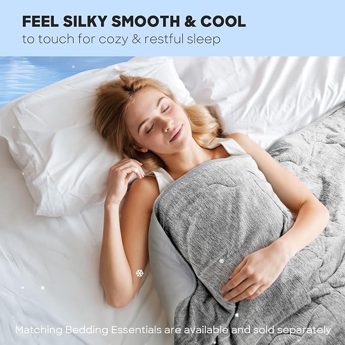 Sharper Image Cooling Touch Down Alternative Throw Blanket, 50 x 60, Grey | Jersey Knit, All Season, Ultra Soft, Microfiber, Cozy Warmth for Sofa or Bed, Quilted, Lightweight, OEKO-TEX Certified