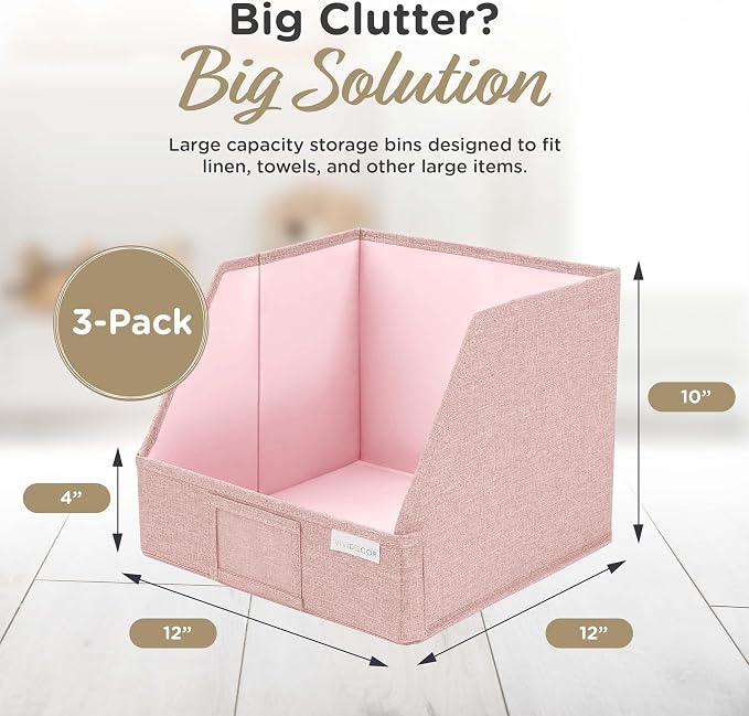 VIVIDECOR Open Front Trapezoid Closet Bins, Storage Baskets for Closets