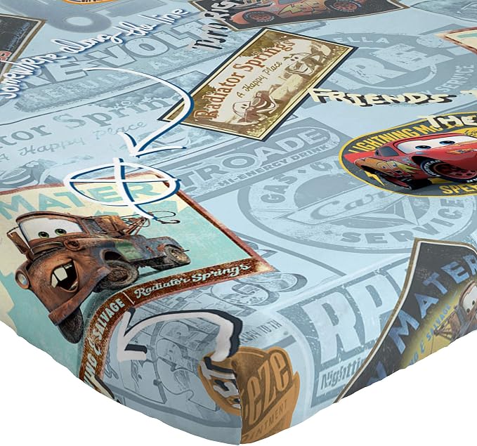 Jay Franco Disney Pixar Cars Lightning McQueen Twin Sheet Set - 3 Piece Kids Race Car Bedding, Super Soft Microfiber, Deep Pocket, Machine Washable, Fade Resistant, Blue (Official Disney Product)