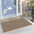 KILOCOCO Striped Rug 2.3'x3.6' Indoor Outdoor Rugs Front Door Mat, Brown | Cotton Washable Striped Front Porch Rug, Woven Layered Doormats, Welcome Mat for Entryway, Low Pile Kitchen Rugs