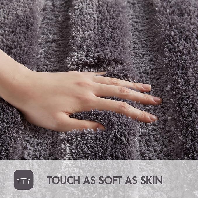 Madison Park Tufted Pearl Channel Absorbent Bathroom Rugs Non Slip Washable Bath Mat Shaggy Rugs For Bathroom Bedroom Plush Thick Soft Machine Wash Rubber Back Grey 17x24" 1 Piece