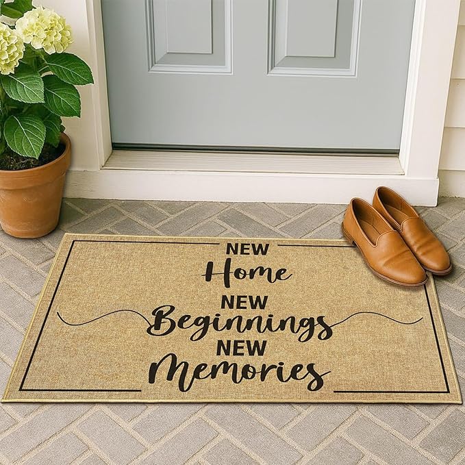 Welcome Door Mat Home Mats for Front Door Indoor Outdoor Entrance with Non-Slip Backing Housewarming Gifts New Home Decor Sign for Family Friends New Beginnings House Gift Idea for Floor 16.9"x29.9"