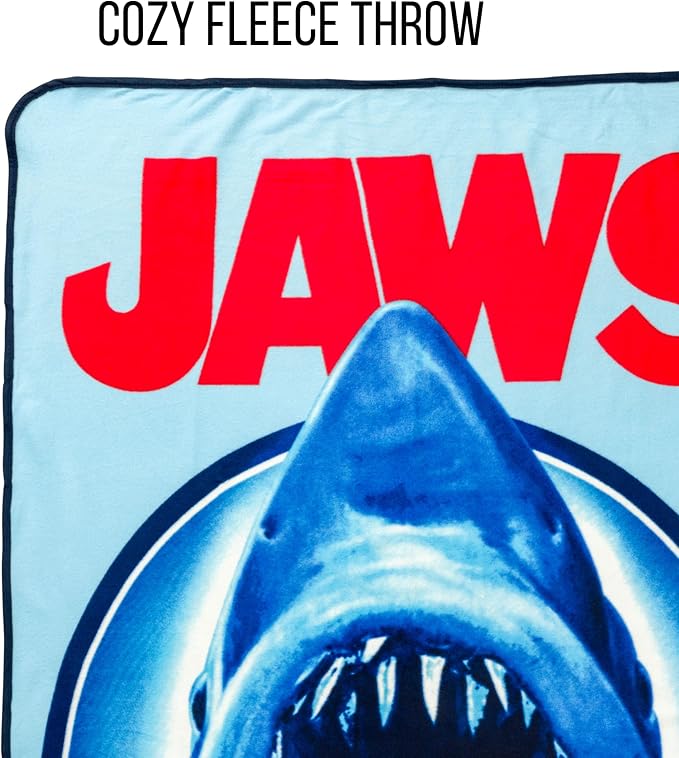 Silver Buffalo Jaws Need a Bigger Boat, Fleece Throw Blanket, 45x60in | Soft and Cozy, 180 GSM
