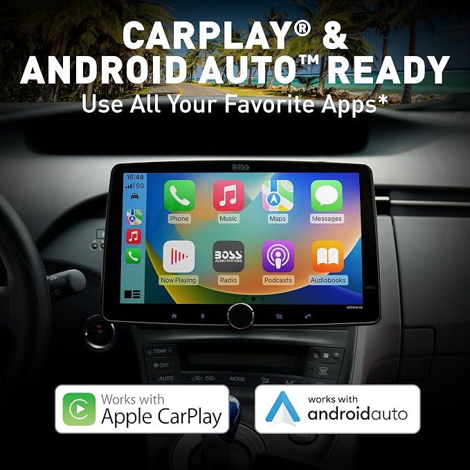 BOSS Audio Systems BCPA12 Car Stereo, CarPlay, Android Auto, Single DIN