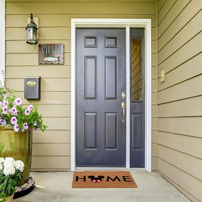 Gertmenian Disney Mickey Mouse Coir Doormat - 2x3 Welcome Mat (2-Pack), Ideal for High Traffic Areas in Front Door, Garage, Entryway - Retro Mickey Home/Welcome, Multi, 47319