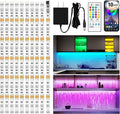 maylit 10 PCS RGB Under Cabinet Lights with App and Remote Control | Music-Sync Color-Changing LED Strips with ETL Listed Power Adapter for Cabinets, Counters, Shelves and Bookcases, 16.4 ft