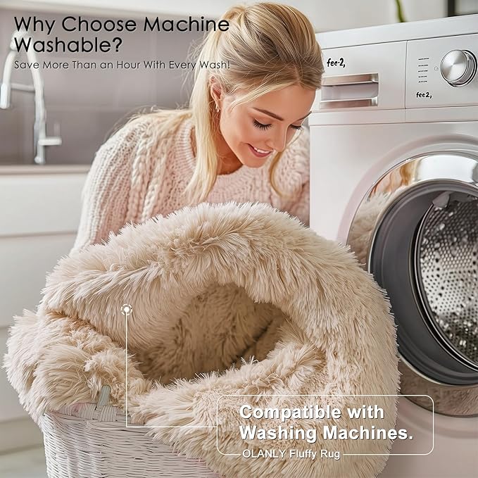 OLANLY 10x14 Machine Washable Large Area Rugs for Living Room, Bedroom, Soft Fluffy Shaggy Bedside Rug, Indoor Floor Carpet for Kids Girls and Boys, Dorms, Nursery, Home Decor Aesthetic, Beige