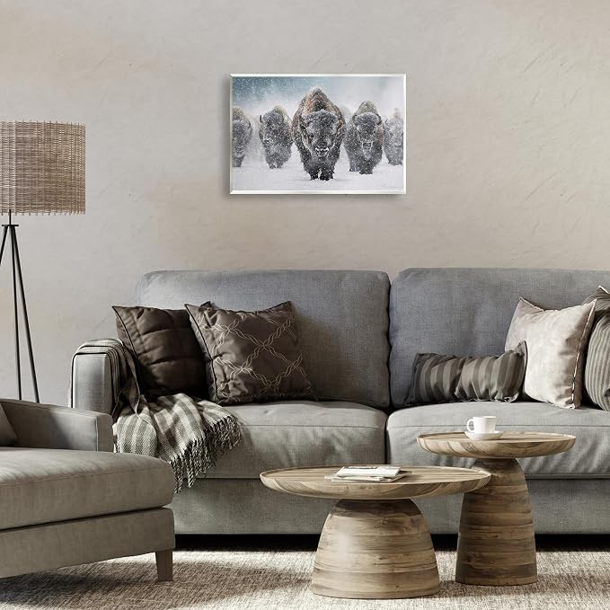 Indomitable Bison in Snow, 13 x 19 Inch Mounted Print on Wall Plaque | Stupell Industries · By Mark Kelso · Ready to hang · Perfect for living room · family room · or lounge · Made in USA