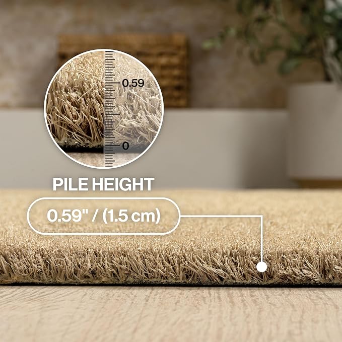 JONATHAN Y Peater Classic Casual Commercial Natural Coir Bleach 2 ft. x 4 ft. Doormat for Entrance, Front Door, Entryway CHG100B-24