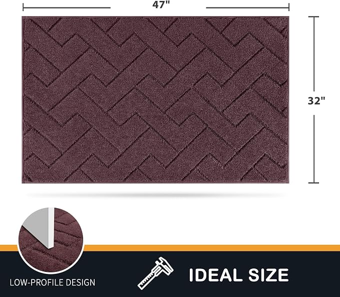 PURRUGS Dirt Trapping Door Mat 32" x 47", Non-Slip Machine Washable Entry Rug, Dog Doormat, Indoor Front Door Mat, Super Absorbent Entryway Rug for Muddy Shoes & Paws, Burgundy Red