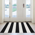 Black and White Striped Outdoor Rug 2x3 Cotton Woven Rug Small Front Porch Rug Door Mats Reversible Foldable Washable Indoor Outdoor Carpet Area Rugs for Entryway Farmhouse Decor Doormats