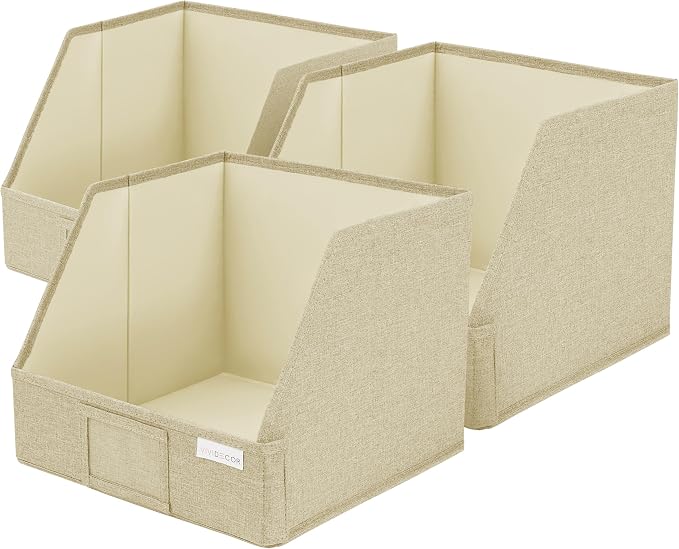 VIVIDECOR Open Front Trapezoid Closet Bins, Fabric Storage Bins for Shelves, 3 Pack