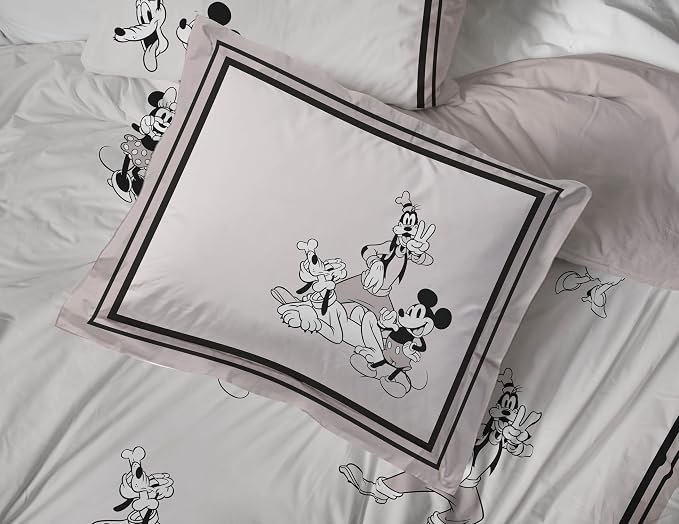 Disney Mickey Mouse and Friends King Comforter Set 7 Piece Bedding, Beige | Minnie Donald Goofy, Bed in a Bag, Comforter Sheets Shams Pillowcases, Official Product, Soft Microfiber, Machine Washable