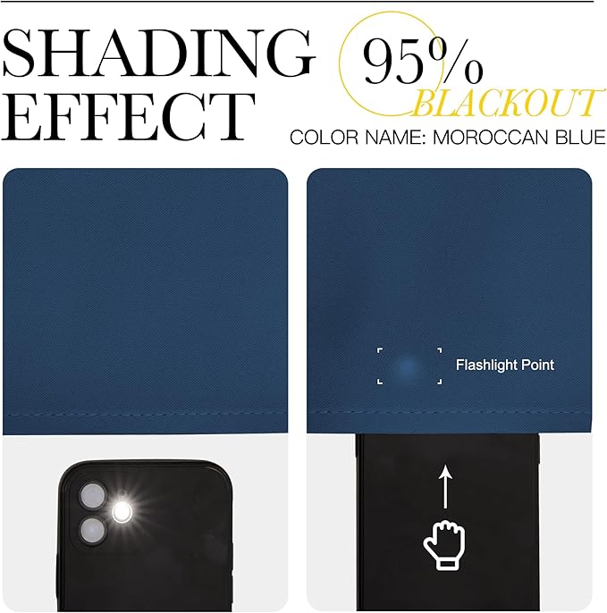 NICETOWN Bedroom Blackout Curtains and Drapes 54" L - Window Treatment Thermal Insulated Solid Grommet Blackout Draperies for Home Office (Moroccan Blue, 2 Panels=132" Wide)