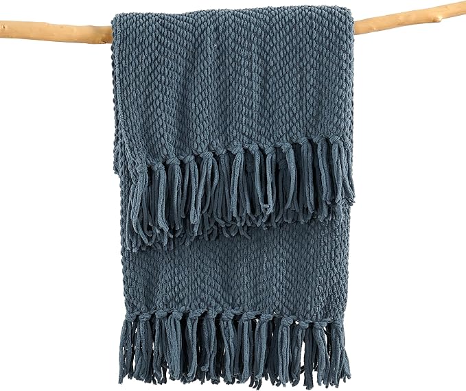 Home Soft Things Throw Blanket Knitted Tweed Throw 60'' x 80'', Blue Wing Teal, Super Soft Cozy Warm Comfortable Breathable Throw for Living Room Chair Couch Bed Sofa Bedroom Décor
