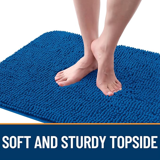 OLANLY Dog Door Mat for Muddy Paws 70x24, Absorbs Moisture and Dirt, Absorbent Non-Slip Washable Doormat, Quick Dry Chenille Mud Mat, Entry Indoor Entryway Carpet for Inside Floor, Deep Navy Blue