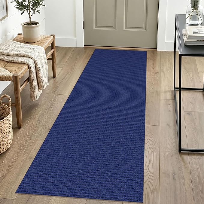 IOHOUZE Washable Runner Rug 2x6 Non Slip Runners for Hallways Entryway Runner Indoor, Kitchen Rugs Woven Cotton Floor Carpet for Kitchen Hall Entrance Bedroom, Royal Blue/Navy