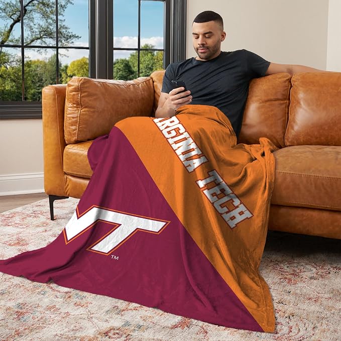 Northwest NCAA Silk Touch Throw Blanket, Ultra Soft Plush Polyester, Lightweight Warm Decorative Fan Gift, 46 x 60 in