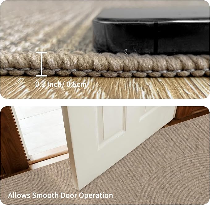Non-Slip Jute Rug for Entryway: 2x6 Outdoor Mat - Swirl Curved Pattern | Safe Walking for Family All Day and Help with Cutting Slip Falls by 70%