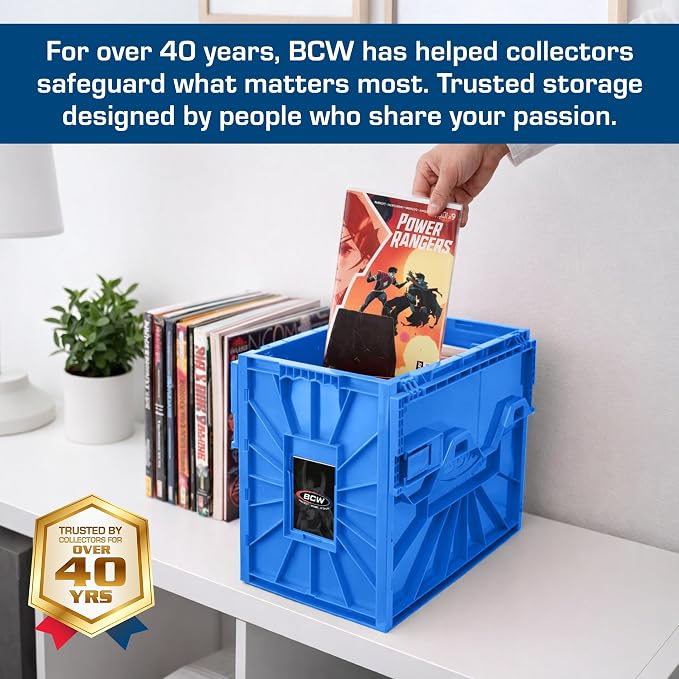 BCW Short Comic Book Bin | Holds 150 Comics | Stackable Plastic Storage | Acid-Free Organizer | Blue, 2 Pack