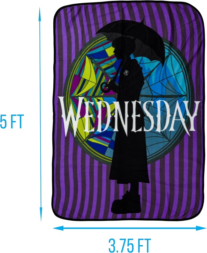 Silver Buffalo Wednesday Addams Family, Fleece Throw Blanket, 45x60in | Silhouette, Soft and Cozy, 180 GSM