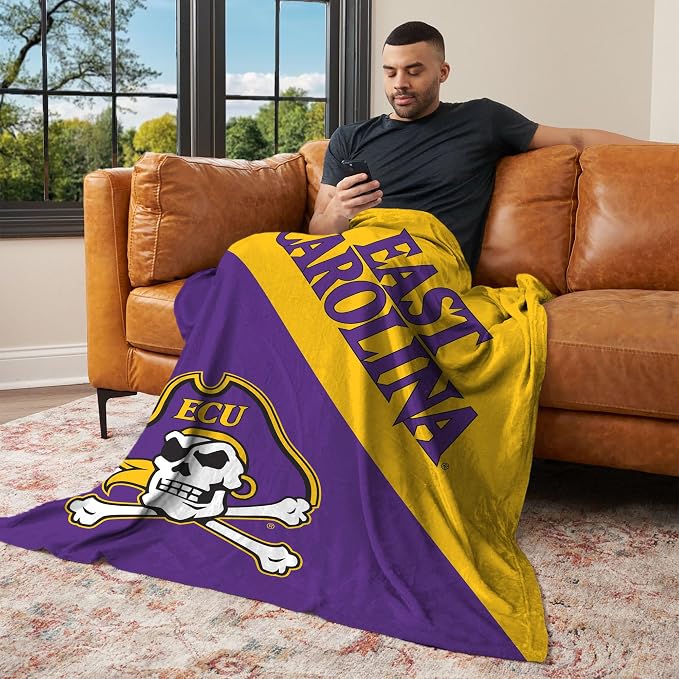 Northwest NCAA Silk Touch Throw Blanket, Ultra Soft Plush Polyester, Lightweight Warm Decorative Fan Gift, 46 x 60 in