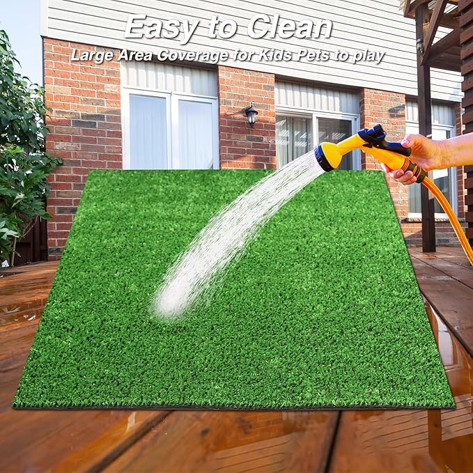 XLX TURF Green Grass Area Rug 4FT X 6FT, Outdoor Fake Turf Floor Mat for Balcony, Patio, Yard, Large Pets Dogs Grass Pad