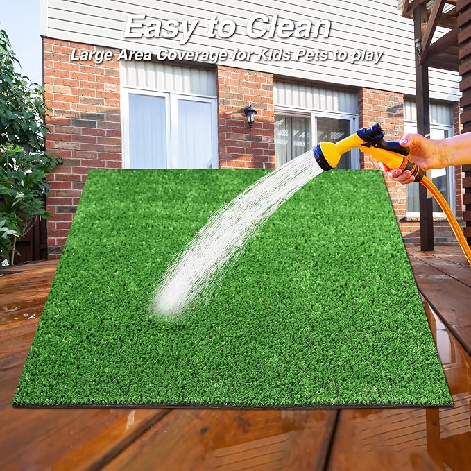 XLX TURF Outdoor Artificial Grass Rug 4FT X 4FT, Green Synthetic Turf Floor Mat for Balcony, Patio, Yard, Pets Dogs Grass Pad