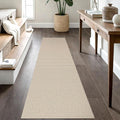 IOHOUZE Washable Runner Rug 2x8 Non Slip Rubber Backed Hallway Runner Entryway Runner Indoor, Kitchen Rugs Woven Cotton Floor Carpet for Kitchen Hall Entrance Bedroom, Cream/Beige