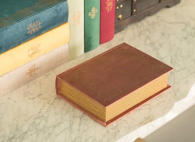 Decorative Vintage Book Shaped Trinket Storage Box - Brown